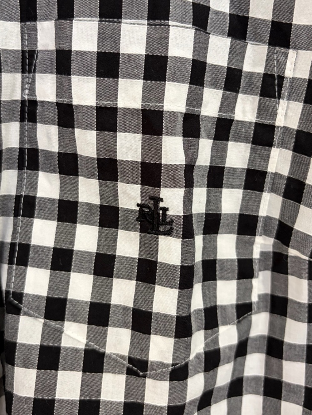 Lauren Ralph Lauren Black & White Gingham Tie-Front button down Sleeveless Shirt - Picture 5 of 10